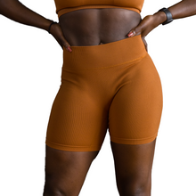 Load image into Gallery viewer, Opinion Clothing Minneapolis Streetwear Women&#39;s Mocha Ribbed Knockout Shorts